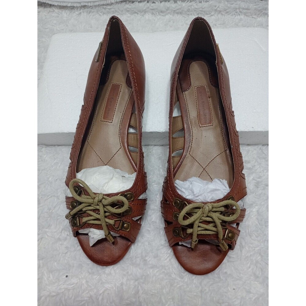 Calvin Klein Jeans Reece Open  Toe  Brown  Casual  Flat Shoes Womens Size 6.5